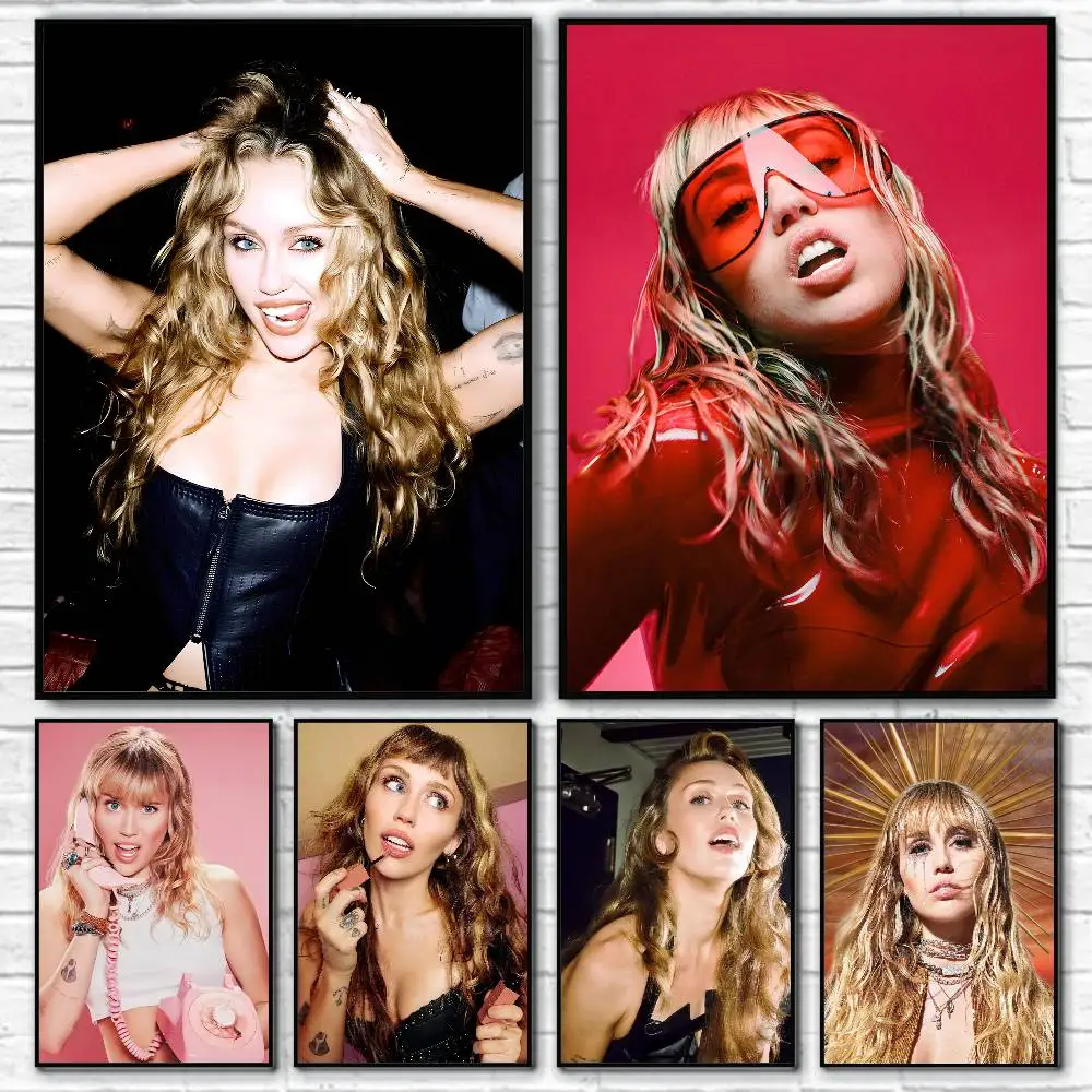1pc Diva Miley Cyrus Flowers Poster Sticker Print Waterproof Wall Art For Living Room Bedroom Home Decor