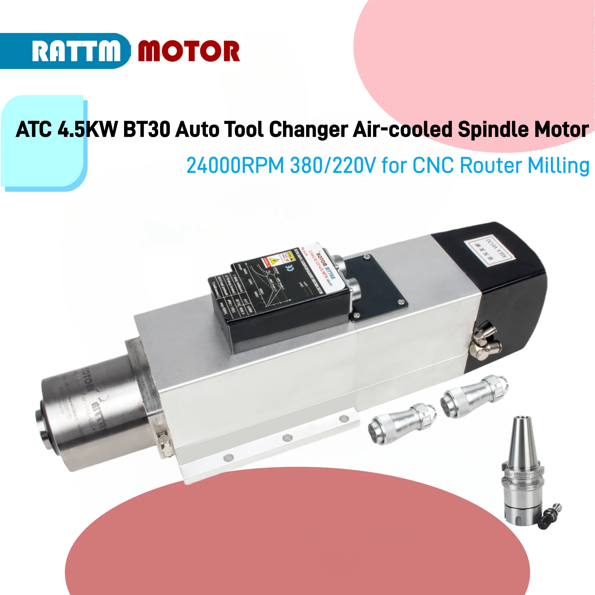 

Квадратный 4,5 кВт 220 В 380 В BT30 с ЧПУ с воздушным охлаждением, автоматическая смена инструмента ATC, сменщик инструмента, двигатель шпинделя, комплект фрезерного станка с ЧПУ, фрезерный