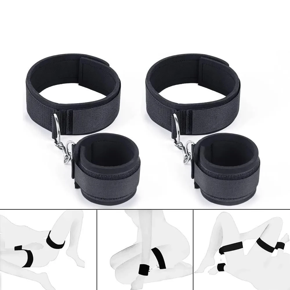 Adult Game Sex Toys BDSM Set Bondage Handcuffs Ankle Straps Nipple Sticker Whip Mouth Gag Eye Mask Fetish Erotic Accessories