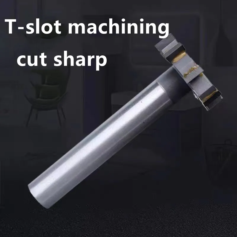 Welded YG8 Alloy T-Slot Milling Cutter Tungsten Steel Rough Inserted Straight Shank For Hardness Metal Keyway Endmills Tool