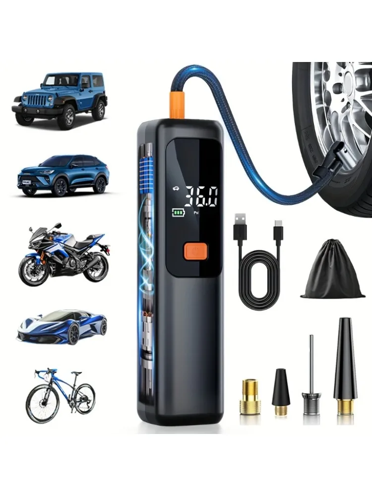 AliExpress NONE Portable Air Compressor, 150 PSI Tire Inflator with LCD Display, Auto Stop, USB Charge for Car Bike Ball