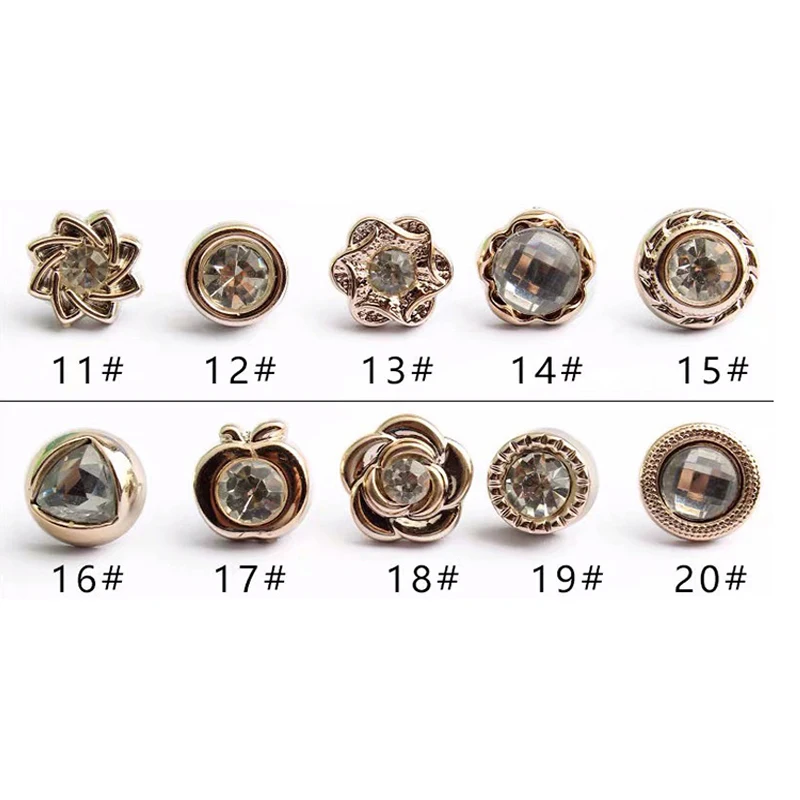 Pearl Rhinestone Button Brooch, 10pcs Set for Sewing