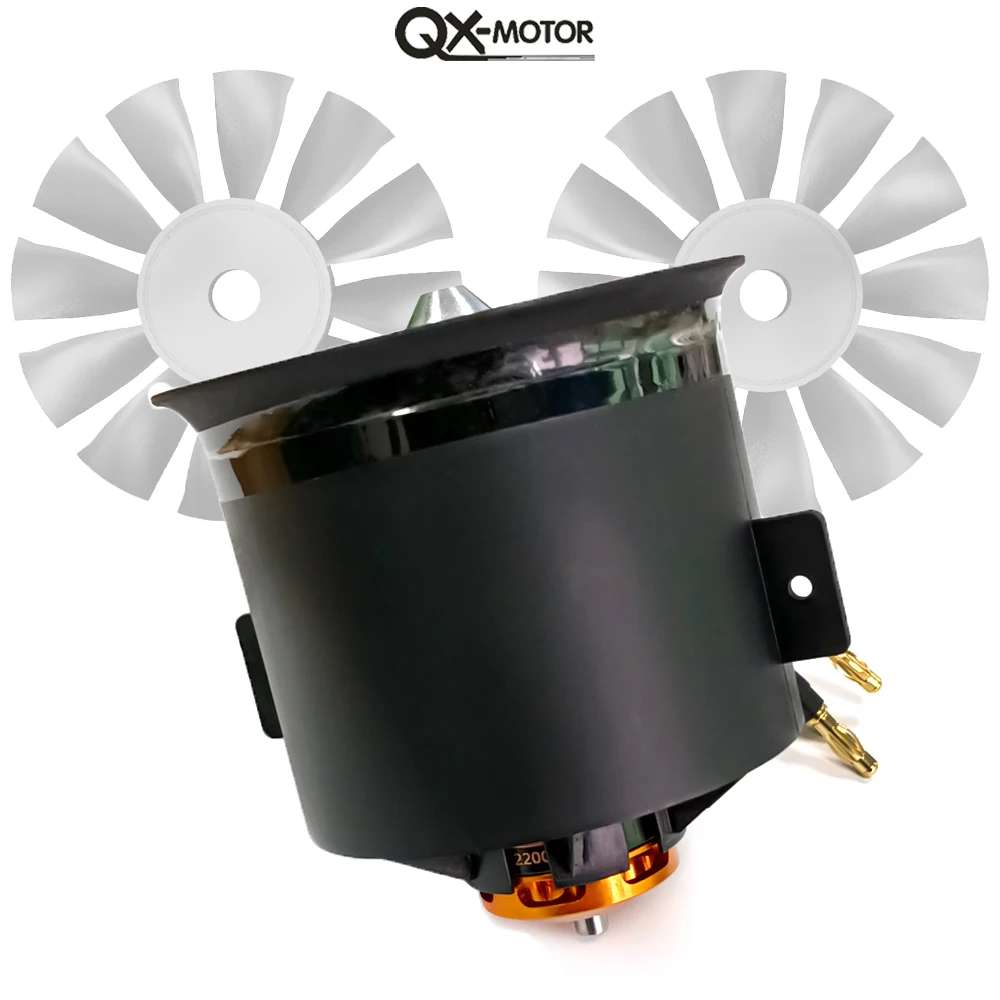 QX-Motor 70mm EDF 12 Blades Ducted Fan QF3027 -2200kv CW  CCW Brushless Motor for Remote Control Toy Parts