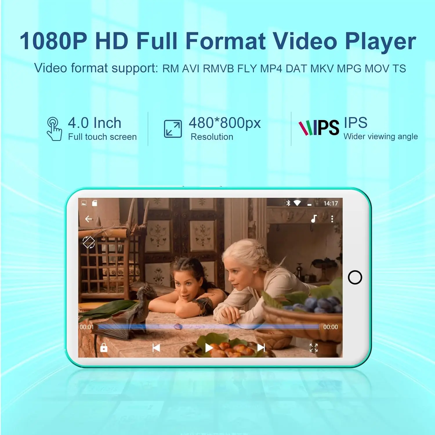 Oilsky Android 9.0 MP3-Player, 80 GB (16 GB + 64 GB), unterstützt Bluetooth und WLAN, integriertes FM-Radio und E-Book-Funktion, bis zu 512 G