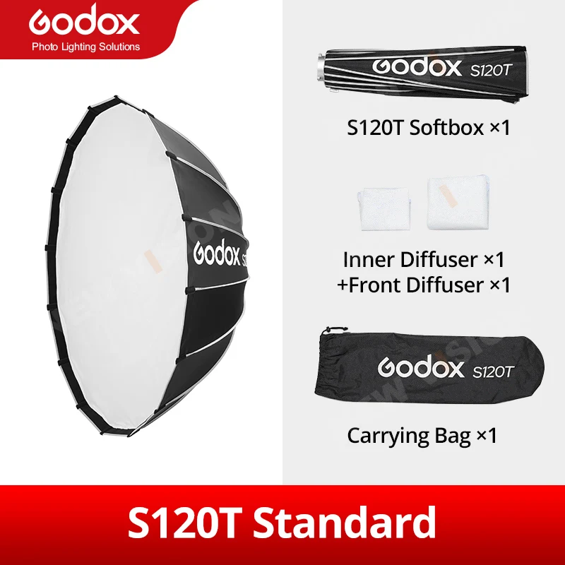 GODOX S65T S85T S120T Paraplu-stijl Snelle installatie Studio Zilver Groothoek Beauty Dish Honingraatrooster voor fotografische