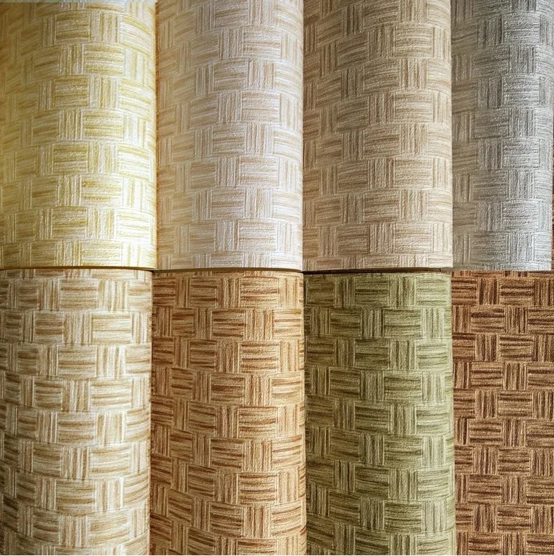 Chinese-Style Artificial Straw Mat Bamboo Rattan Wallpaper Bamboo Mat Straw Wallpaper Study Tea House Hotel Engineering Wallpape