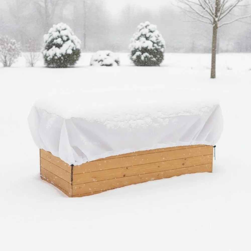 Drawstring Cord Garden Bed Cold Guard Non-woven Anti-Frost Winter Plant Protection Cover Reusable Thickened Plant Cold Cover
