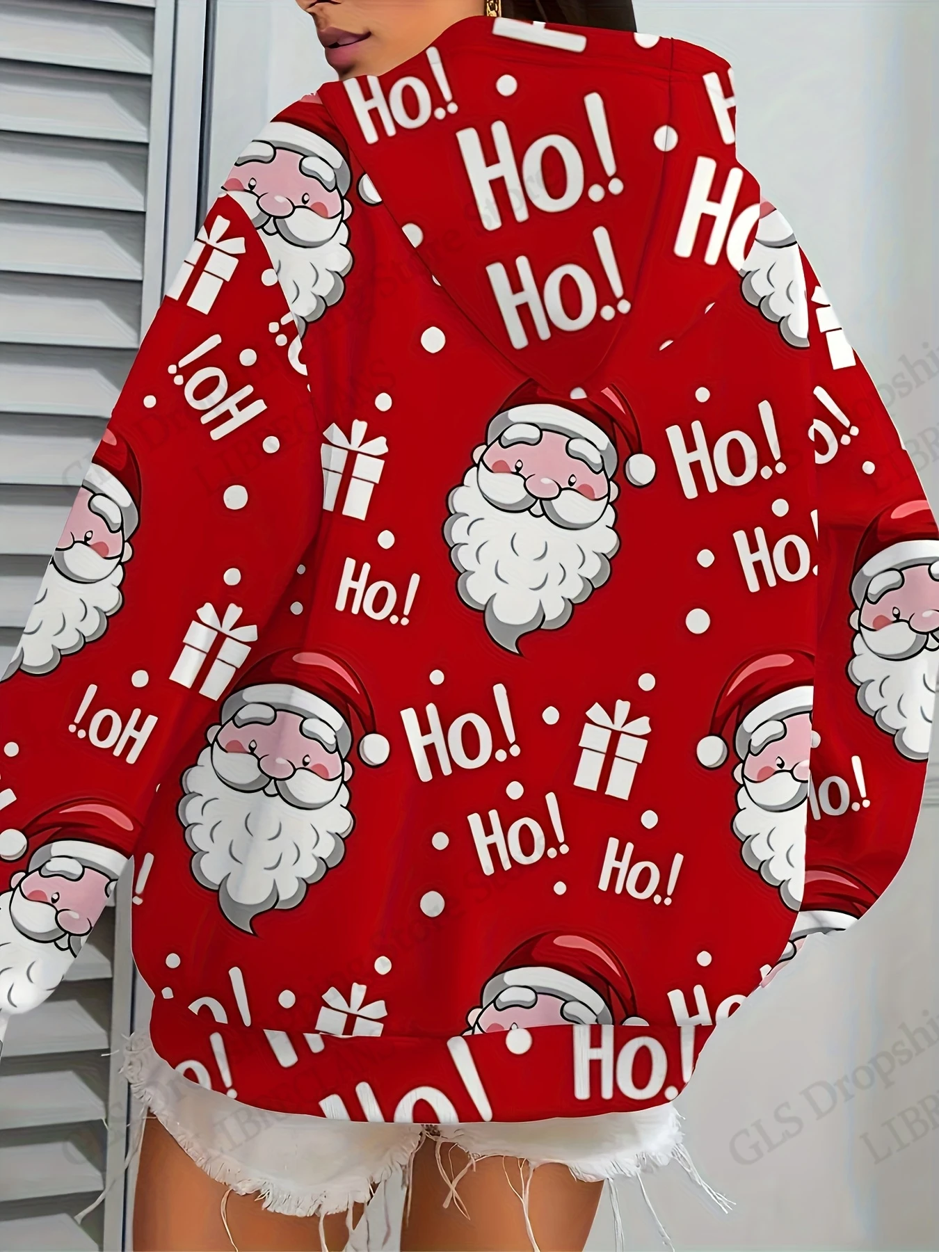 مضحك سانتا كلوز ثلاثية الأبعاد طباعة هوديس المرأة موضة عيد الميلاد هوديي البلوز شجرة عيد الميلاد معطف المرأة تعرق النساء الملابس المتضخم