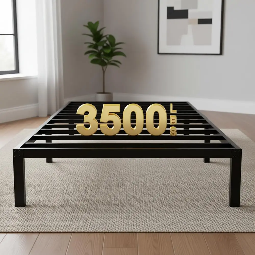 

Twin XL Heavy-Duty 14 Metal Bed with Storage, Mattress Foundation, Steel Slats, Noise-Free, No Box Spring Needed