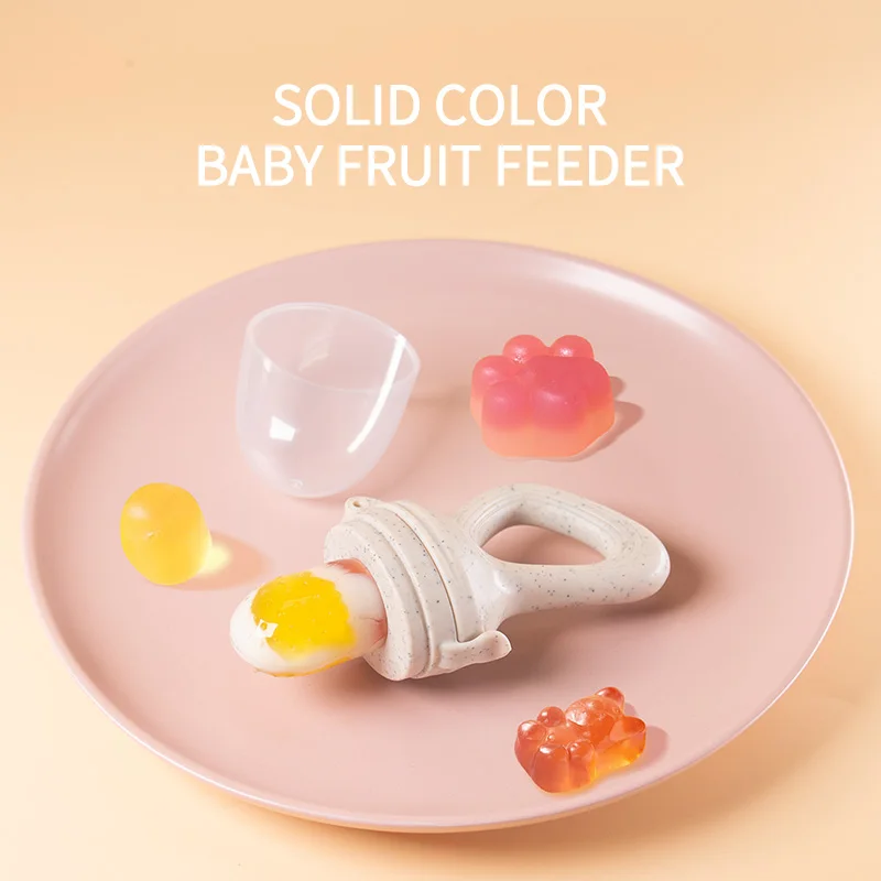 1 Pc Baby Fruit Feeder Fresh Fruit Vegetable Supplement With Cover Baby Grip Training Food Silicone Bpa Free Teething Pacifier