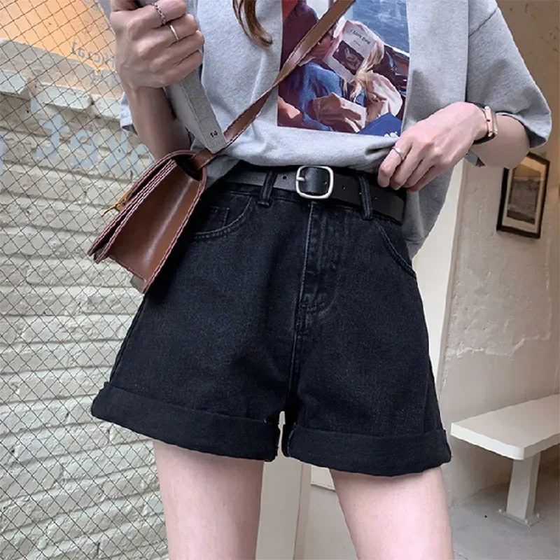 

Pop American High Street Design Cuffed Denim Shorts Women's Summer New High Waist Slimming Versatile Denim Shorts Low Waist