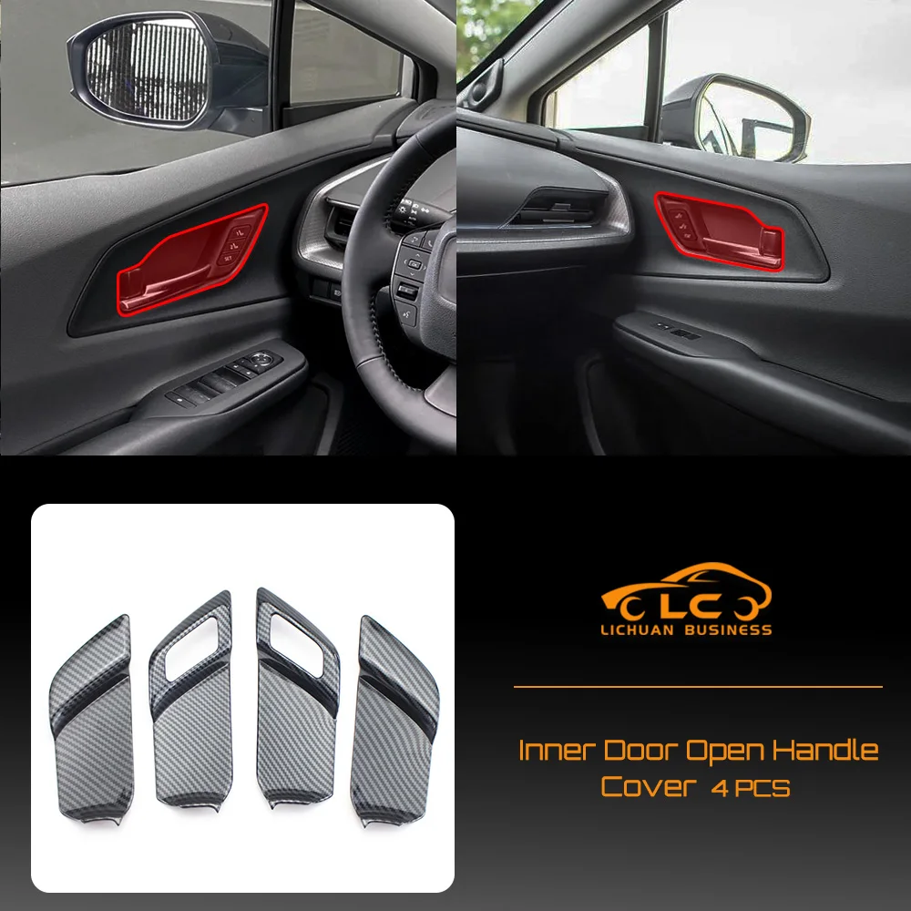 4pcs Inner Door Open Handle Cover ABS Carbon Fiber Color Interior for Toyota Prius 2023 2024