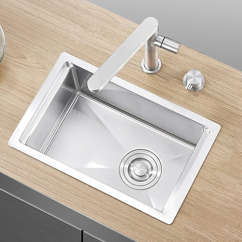 Mini Single Hidden Cover Sink Small Size Bar Counter Island Handmade 304 Stainless Steel Sinks