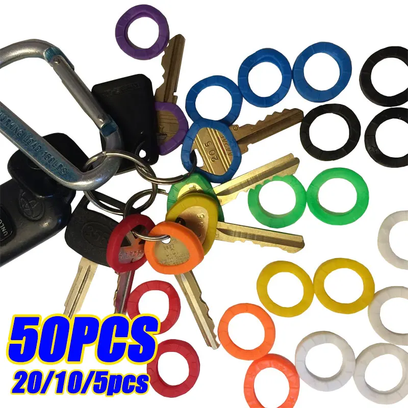 5-50pcs Color Key Sleeve Mixed Color Soft Silicone Elastic Key Ring DIY Key Pendant Marking to Distinguish