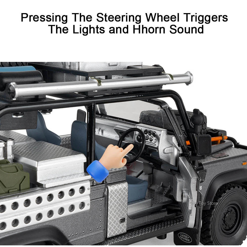 1:24 Land Rover Defender 110 Wrangler Alloy SUV Model Diecast Car Toy Doors Opened Pull Back Off-road Vehicle Child Holiday Gift