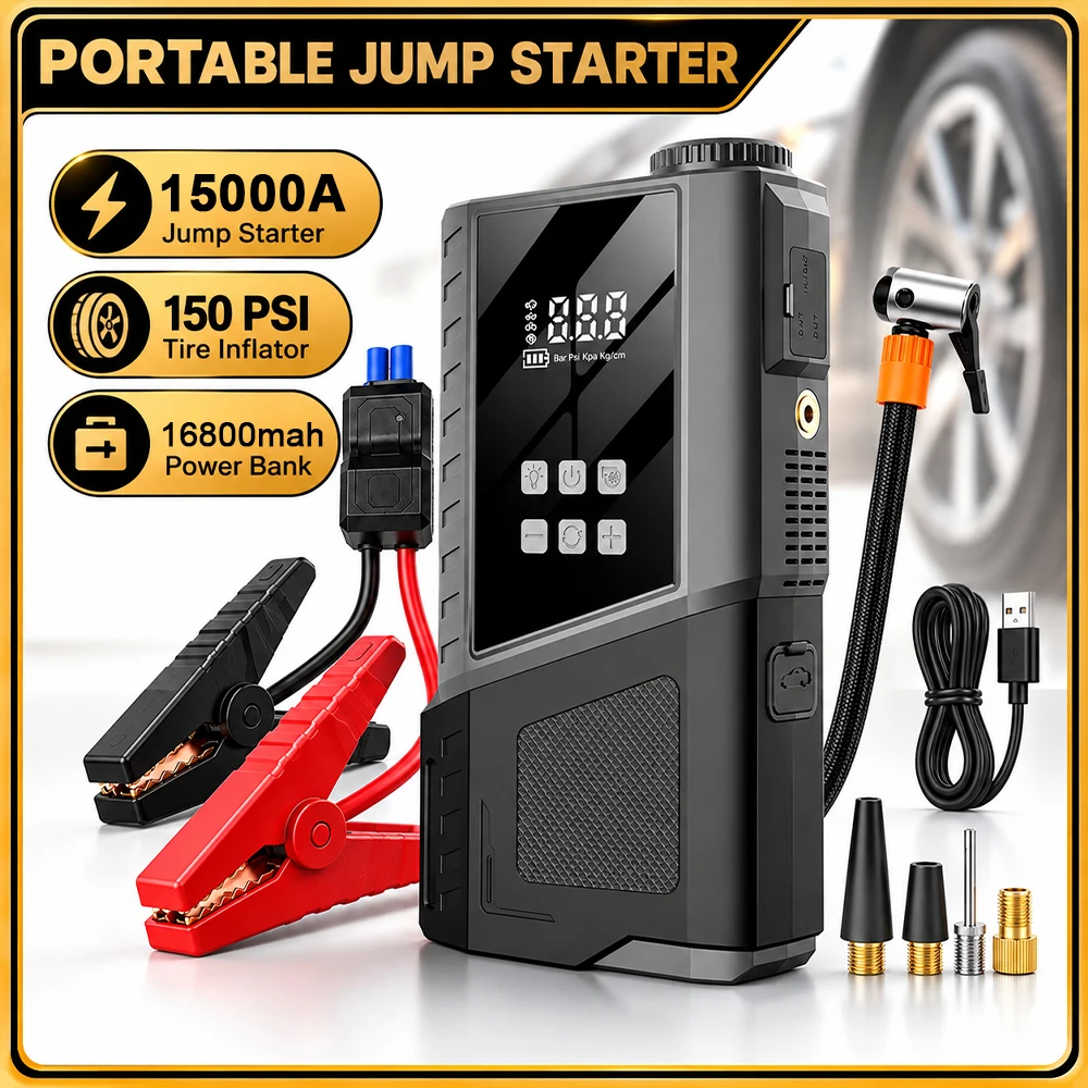15000A 16800mAh Car Starter Car Battery Booster Car Starter Power Bank Car Starter Portable Battery Pack With Blower And Dust