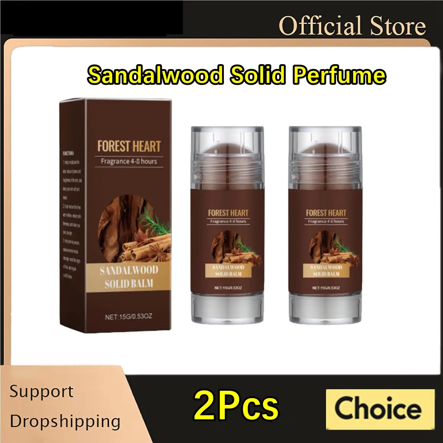 

2X Sandalwood Perfume Balm Long Lasting Body Scent Temptation Flirting Charming Attraction Fragrance Deodorant Solid Stick