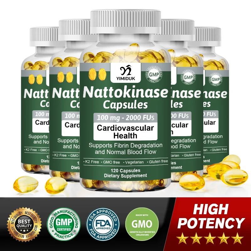 Naturally Organic Nattokinase Capsules-Serine Peptidase, Super Strong Absorption Gluten Free, Non-GMO