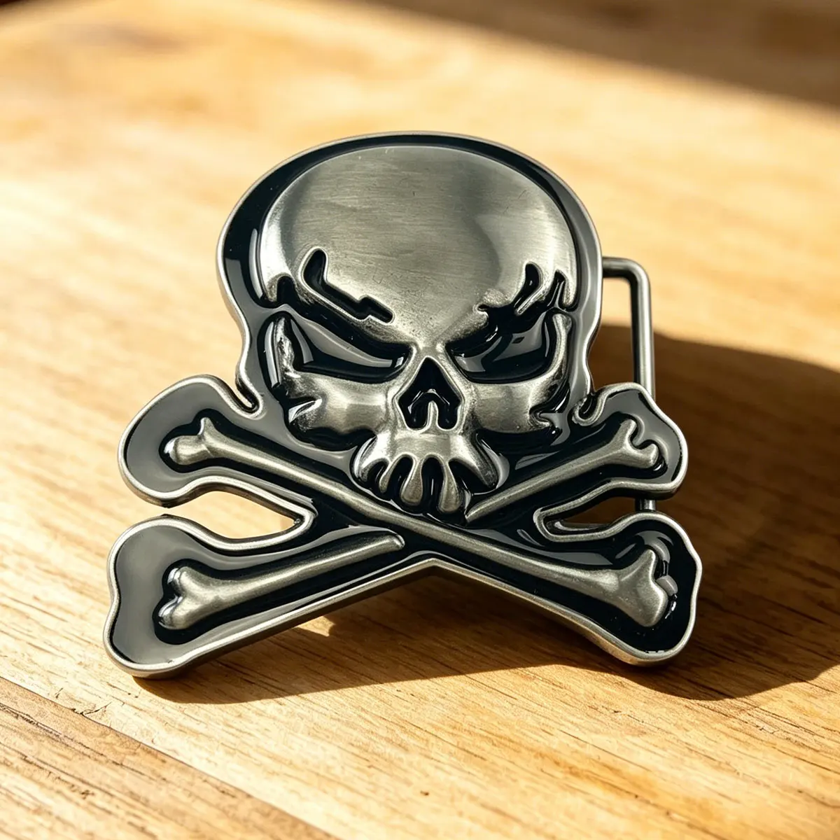 Schwarze Totenkopf-Gürtelschnalle - Retro Western Cowboy-Stil Geprägte Gürtelschnalle für Herren