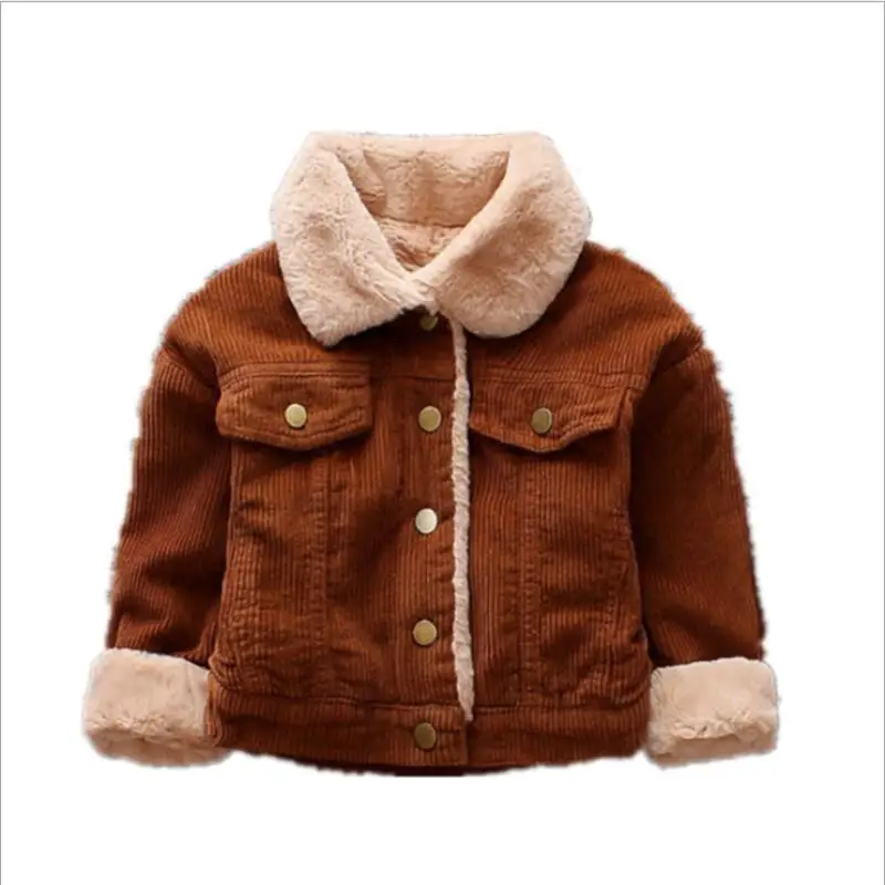 2025 Ragazzi Ragazze Cappotto caldo Autunno Inverno Colore puro Capispalla Risvolto Top Comodo Moda Abbigliamento per bambini 2-5 anni