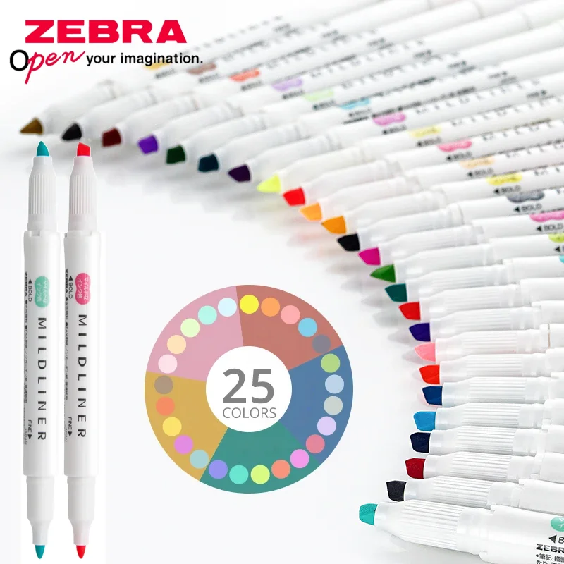 

Набор пастельных маркеров ZEBRA Mildliner WKT7 (25 цветов) на водной основе, японские маркеры-выделители, школьные принадлежности, канцелярские товары Kawaii