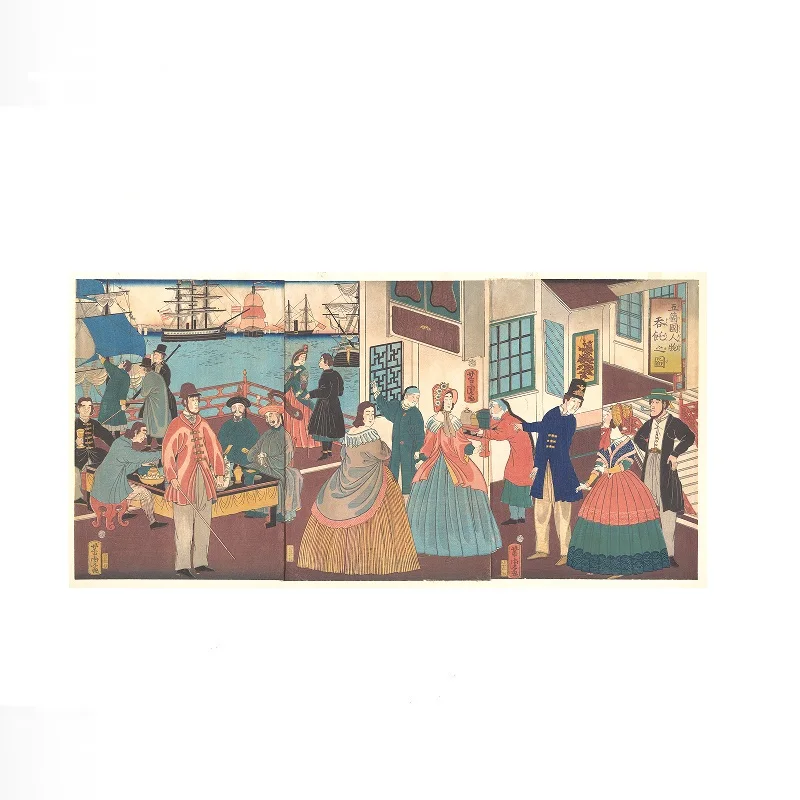 People of the Five Nations Utagawa Yoshitora Japanese 1861, Art Print Canvas Poster, Living Room Decor