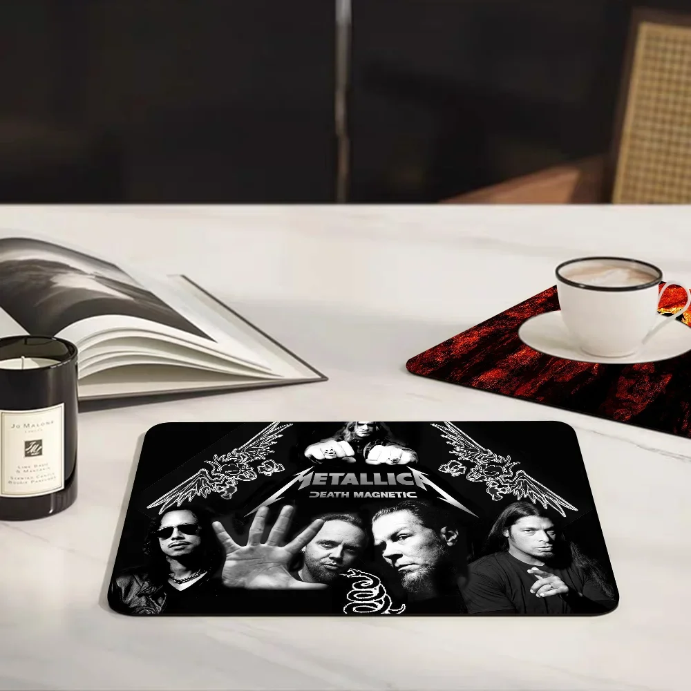 M-Metallica Printed Dish Drying Mat Super Absorbent Coffee Drain Pad Tableware Quick Dry Rug Kitchen Dinnerware Placemat