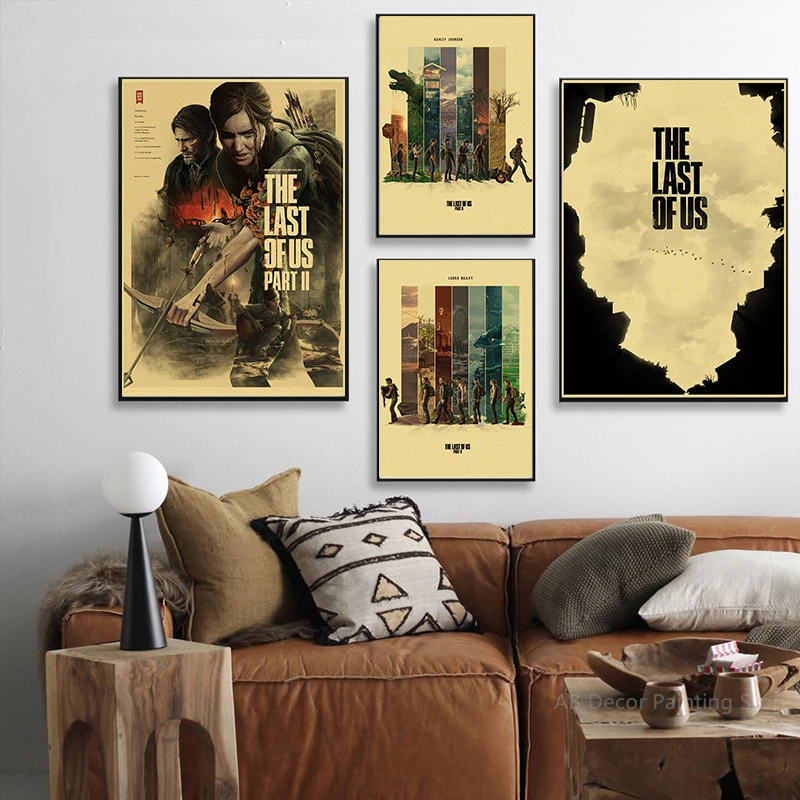 Hot The Last of Us Part 1 2 Poster Abby Ellie Retro Kraft Paper Prints Vintage Home Room Bar Cafe Club Decor Art Wall Painting