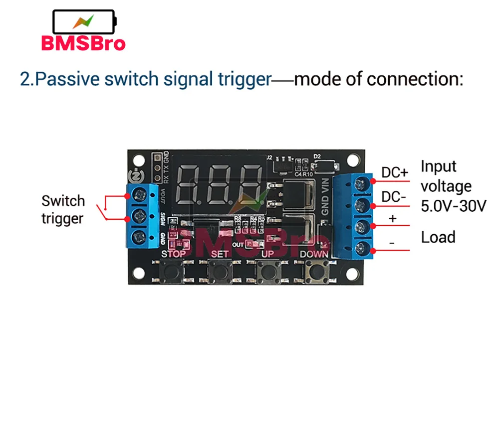 DC 5V-30V MOS Trigger Cycle Timer Delay Board Module Turn On/Off Relay Module with LED Digital Tube Display 0.1~999 min