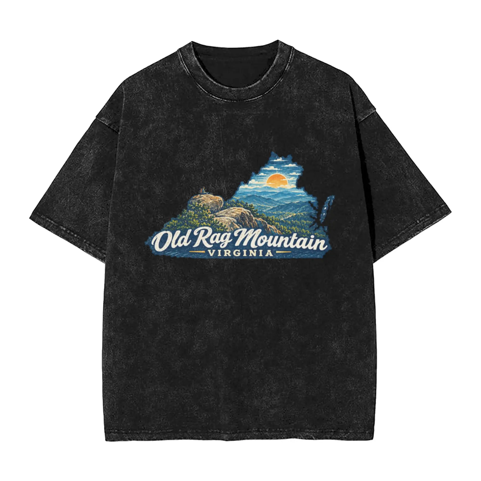 Old Rag Mountain Virginia  Unique Stylish A T-Shirt Oversized Short Sleeve Men's Women's Cotton Tees Tops