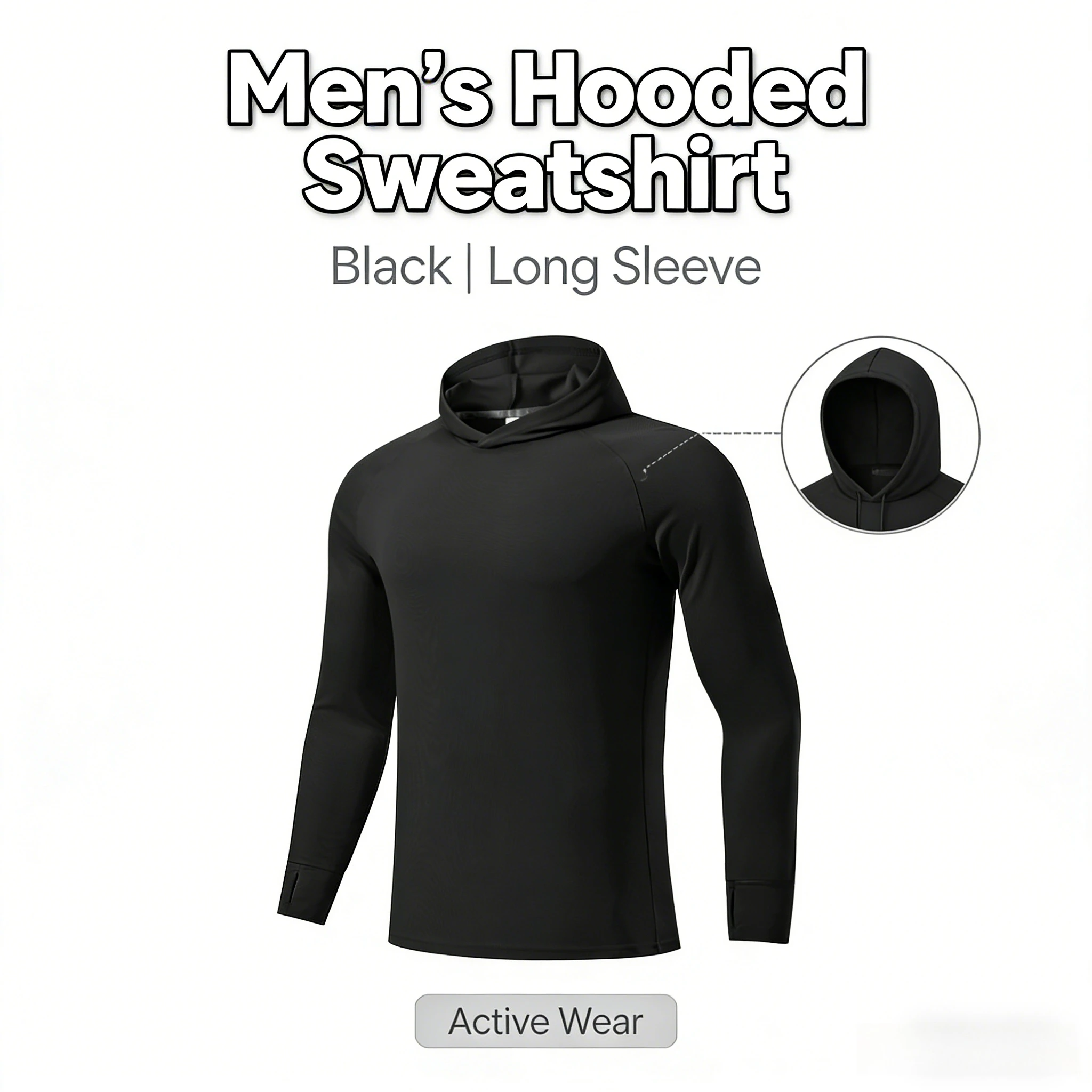 

Новый мужской свитер с капюшоном, спортивная одежда для бега, фитнеса, дышащая повседневная футболка с длинными рукавами, дышащая спортивная одежда