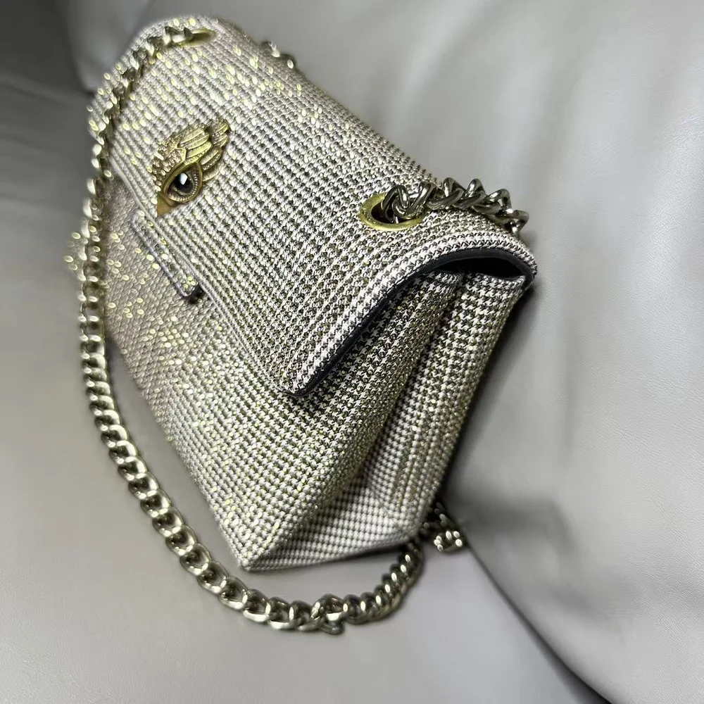 

2026Новая клетчатая сумка Qianniao, универсальная сумка через плечо с горячим тиснением и бриллиантами на одно плечо, сумка через плечо с головой орла, сумка через плечо с цепочкой