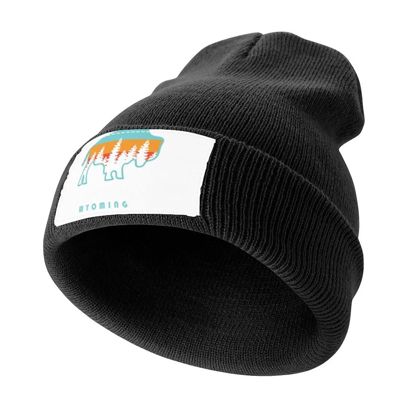 Jackson Hole Wyoming Bison Retro Grand Tetons Knitted Cap Hood Golf Hat Women's Beach Visor Men's