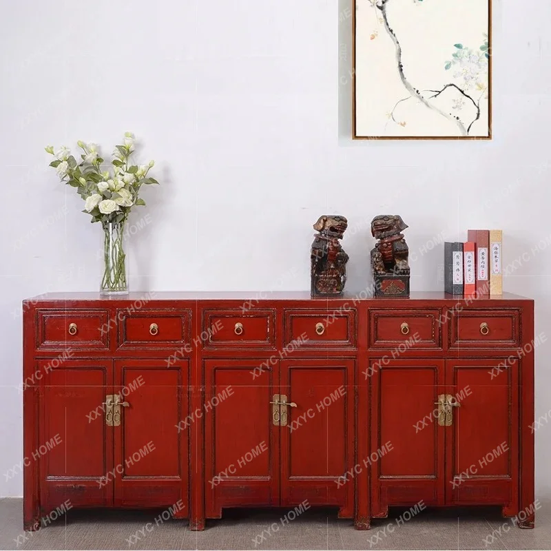 

Chinese solid wood retro old entrance entrance solid wood dining side cabinet