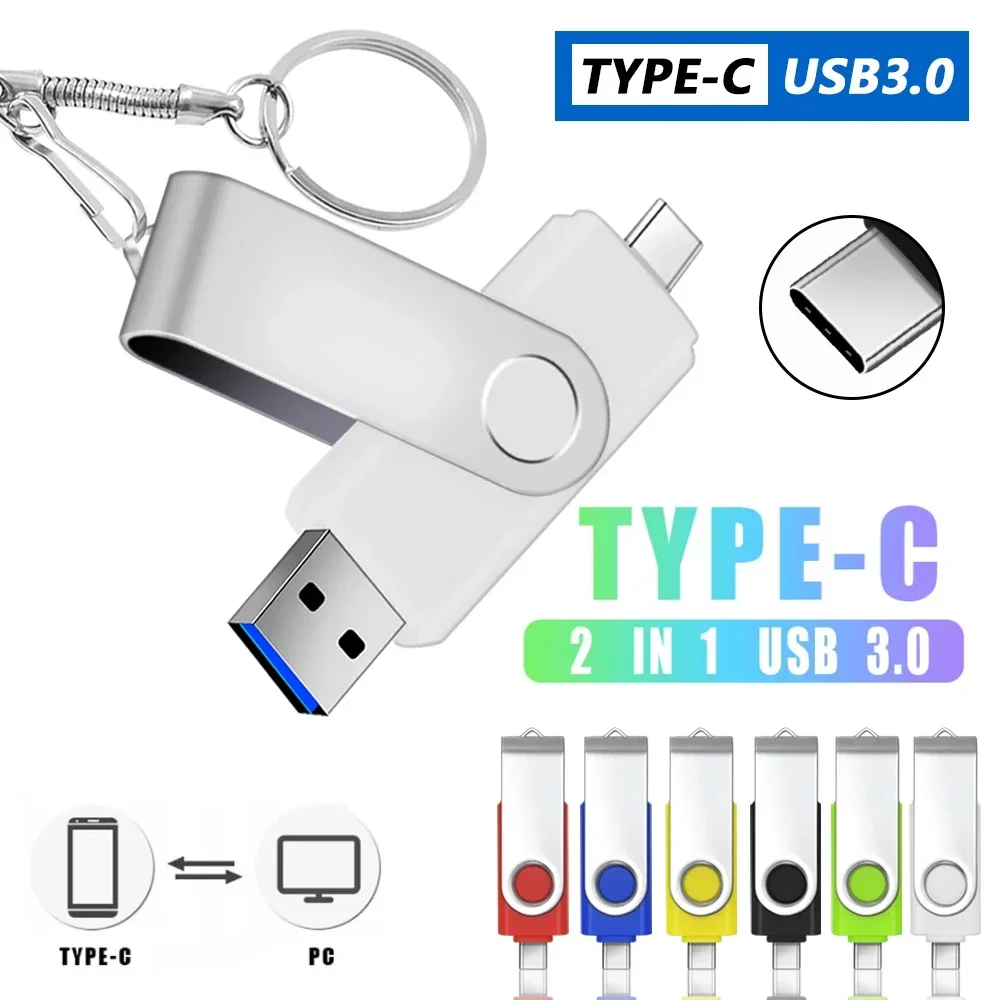 

High Speed Metal 2 IN 1 Type C USB Flash Drives 128GB Pendrive usb key Usb Stick 3.0 64GB 32GB 16G 8GB Pen Driver Cle usb