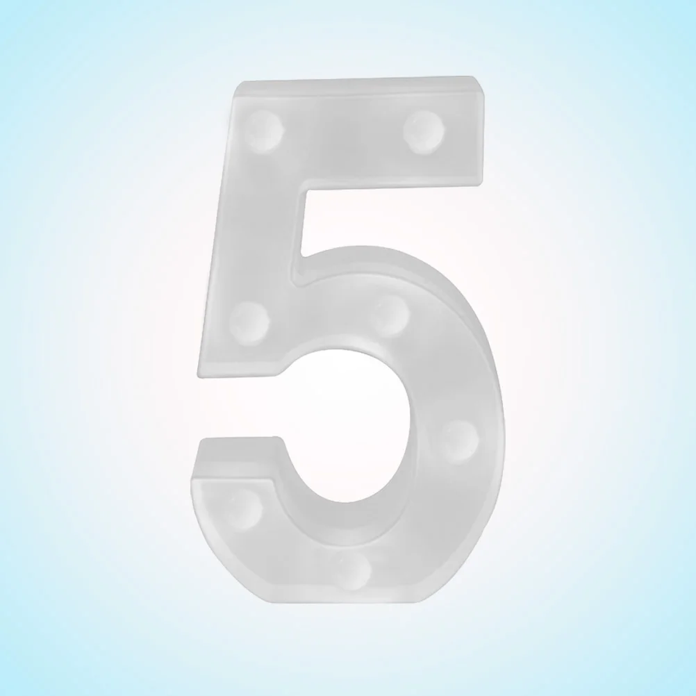 Lampka Nocna LED Numer 5, Lampka Dekoracyjna na Ślub, Urodziny, Imprezę, LED Numer