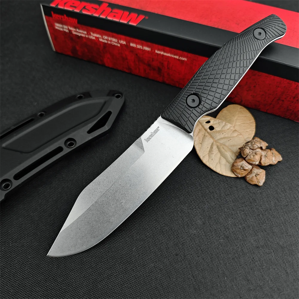 Military KS 1083 Camp 5 Fixed Hunter Knife D2 Stonewashed Blade Nylon Fiber Handles Outdoor Tactical Knives Survival EDC Tool