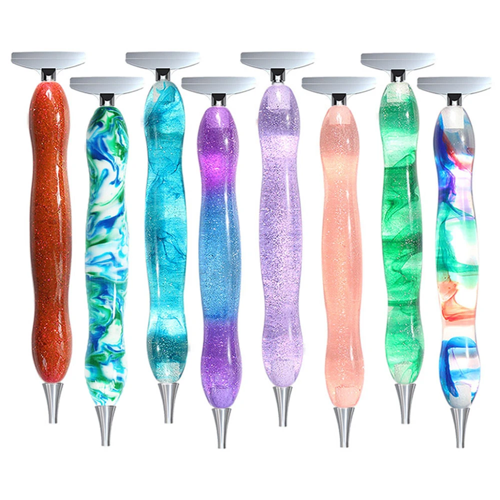 Resin Diamond Painting Pen With Glue Clay Metal Replacement Pen Heads Multi Placers Point Drill Pens DIY Crafts Nail Art Tools