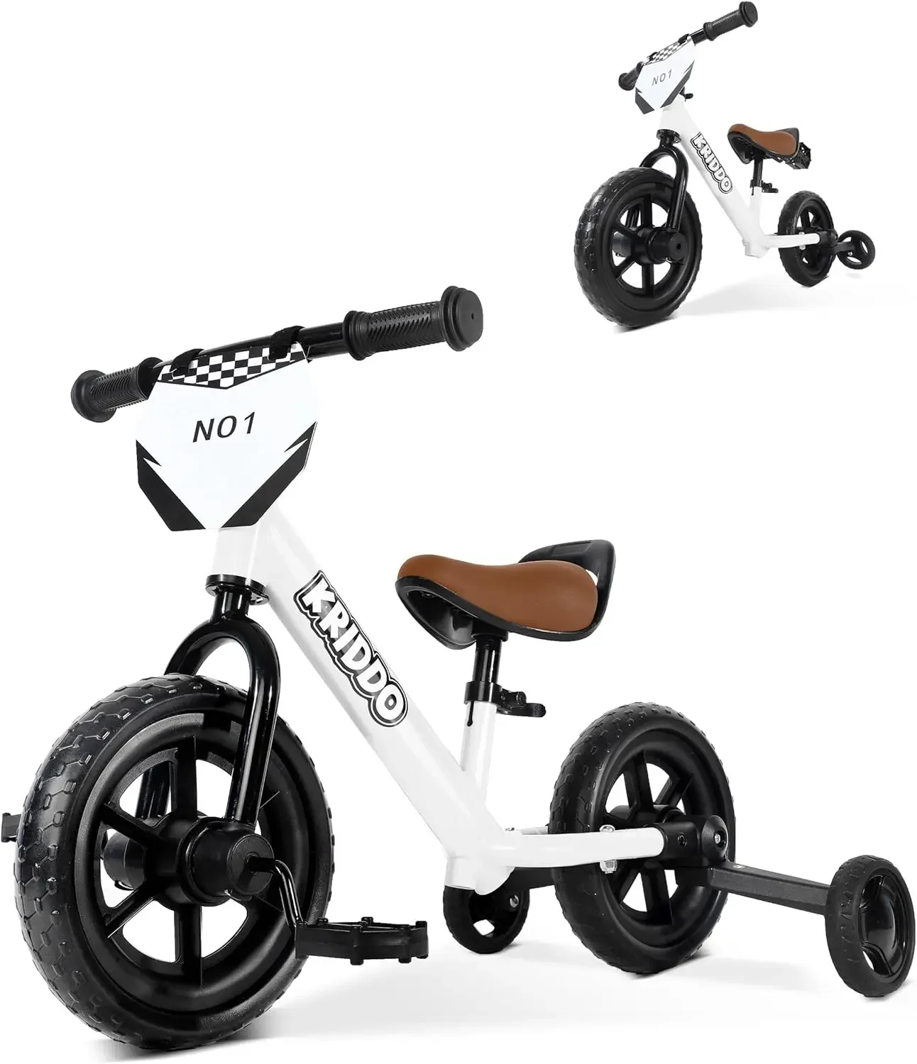 Tricycle 2 en 1 pour enfants et vélo d'équilibre pour tout-petits de 2 ans, pédales détachables et roues d'entraînement extravagantes, plaque de bricolage, Trik d'équitation