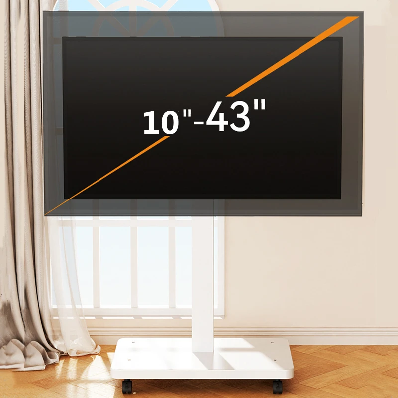 

Подставка для телевизора на колесиках для телевизоров 10–43 дюйма, портативная мобильная тележка для телевизора на колесах, универсальные напольные подставки с поворотным креплением, подходят для углов