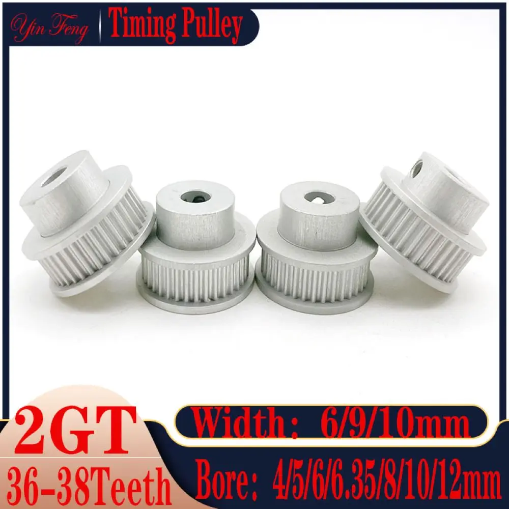 2GT 2M Timing Pulley Bore 4/5/6/6.35/8/10/12/12.7mm For 2MGT Synchronous Belt Width 6//9/10/15mm Small Backlash 36-38Teeth