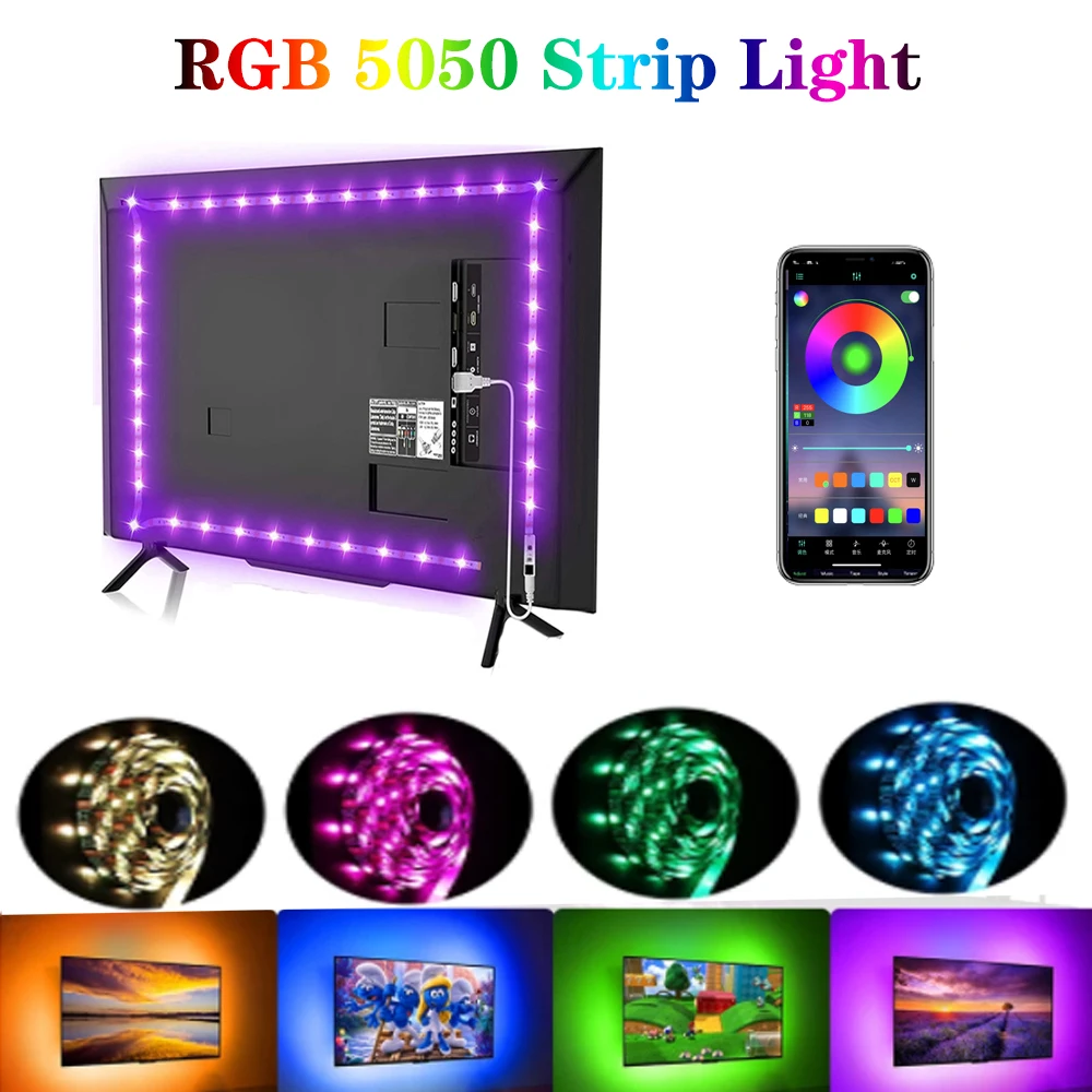 

RGB-Лента светодиодная, 5 В, USB, Bluetooth, 20 клавиш