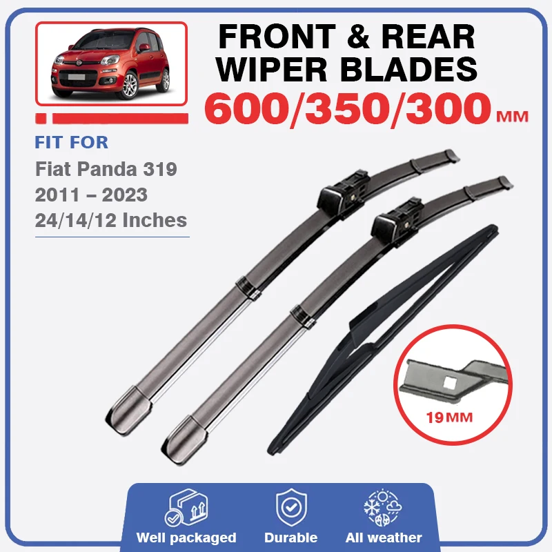 Front Rear Wiper Blades For Fiat Panda 319 2011 - 2023 Windshield Wipers Windscreen Car Accessories Cross 2019 2018 2017 2016