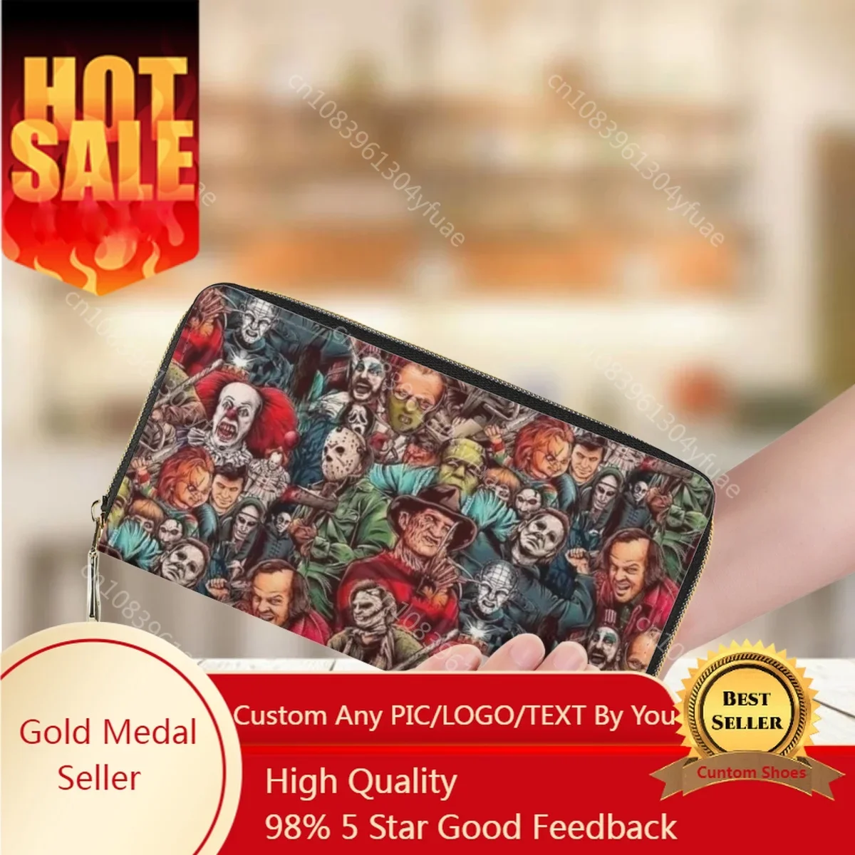 

New Horror Movie Friends Character Print Wallet for Women Hot Long Money Bag Casual Shopping PU Leather Bank Card Holder Purse