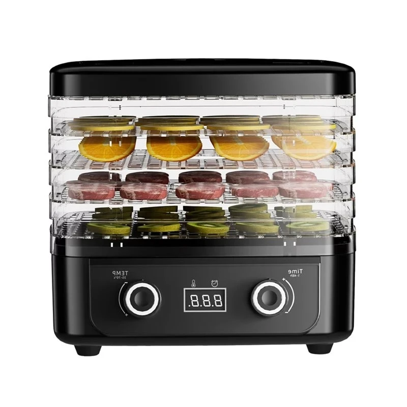 n85r-5-tier-transparent-food-dehydrator-160w-dryer-adjustable-timer-temperature-for-fruits-vegetables-herbs-meat-jerky-us-plug