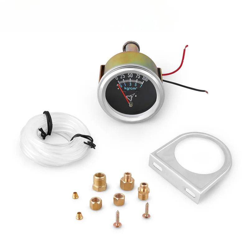 

2 inch 52mm 0-100PSI/1-7kg/cm² Oil Press Gauge Mechanical Oil Pressure Meter Chrome Black Face
