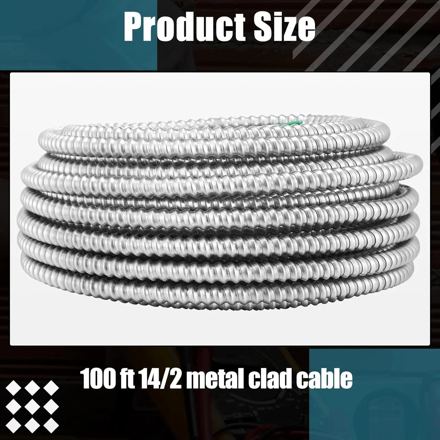 Metal Clad Cable, Wire With Ground, Metal Solid Clad Cable with Aluminum Armor Stranded Solid Copper Conductors Ground Wire