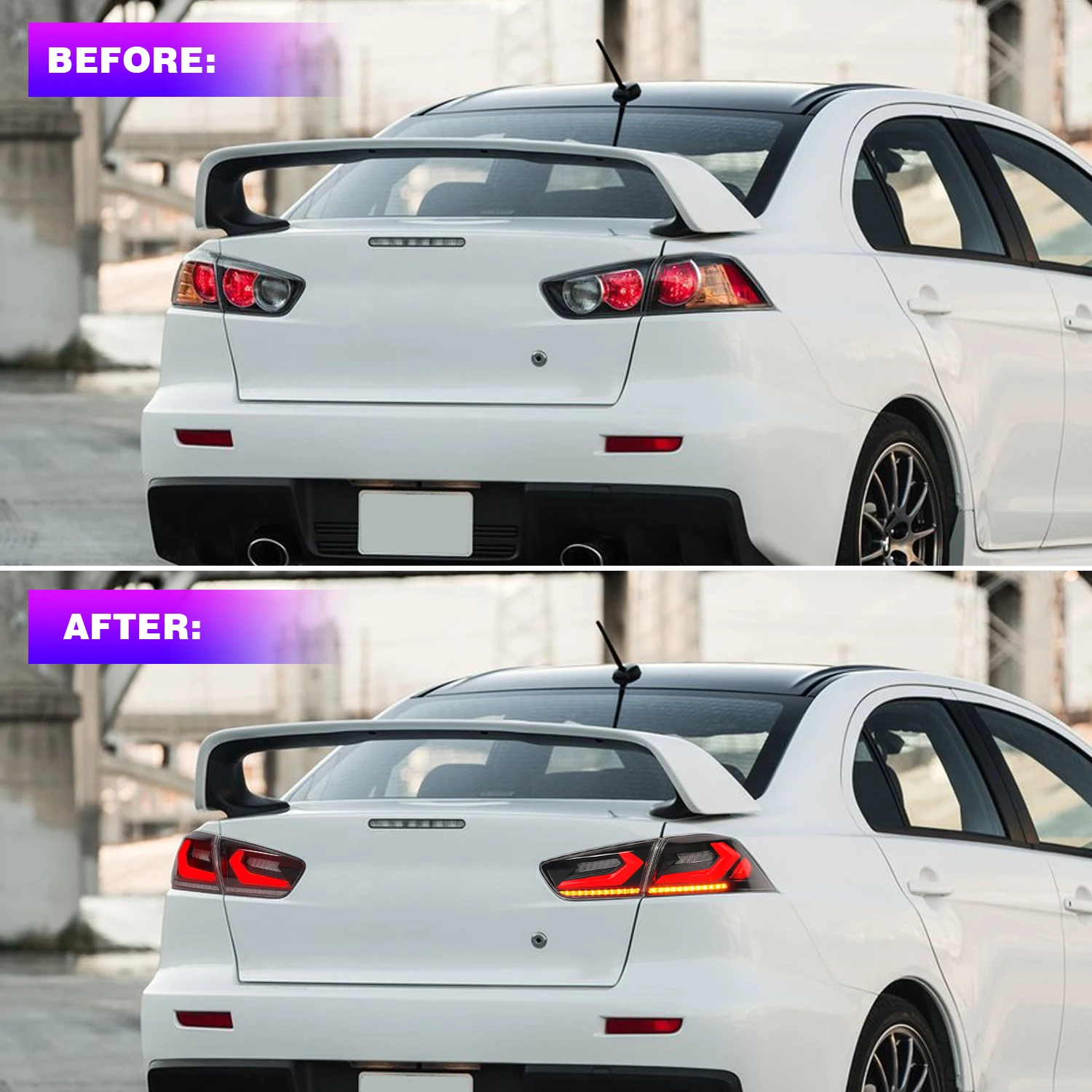 Archaische neue Design-Autolampe mit sequentiellem Blinker, Lauflicht für Lancer EVO X 2008–2018, Rücklicht