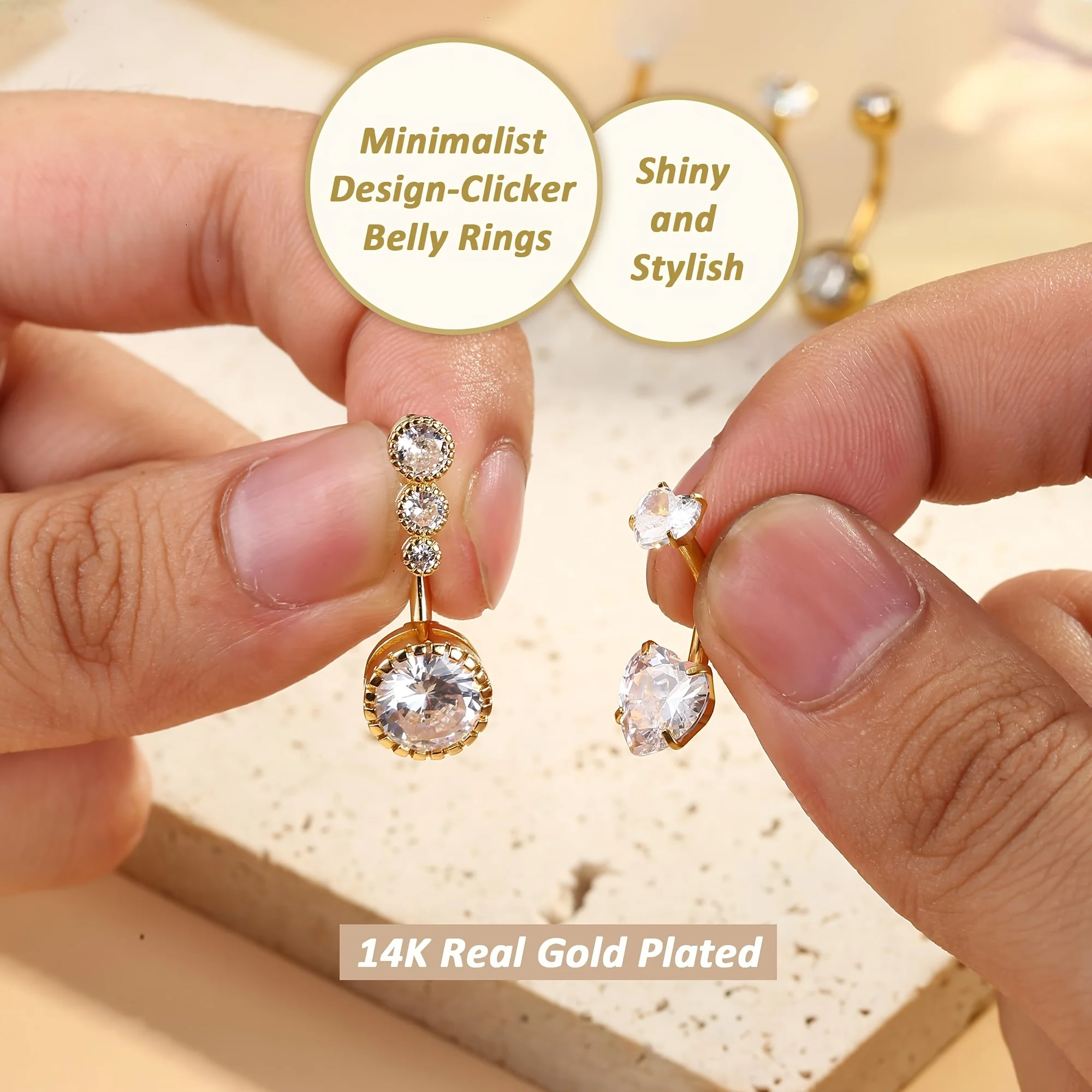 Body Jewelry Changing Kit - Elegant 14G สแตนเลสสตีลแหวนชุดผู้หญิงประกาย Cubic Zirconia Pearl