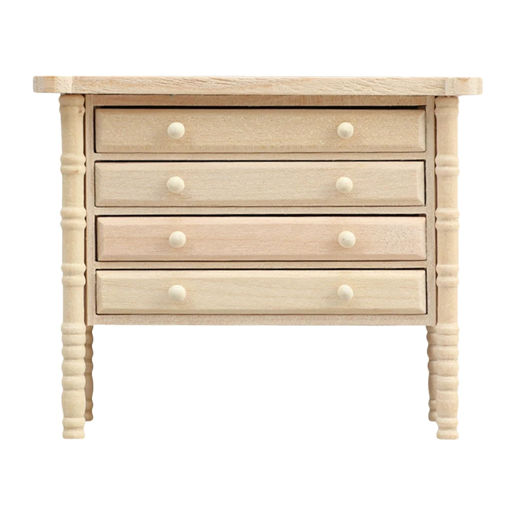 미니 나무 서랍장 인형의 집 가구 서랍장 책상 DIY 작은 장식 마이크로 장면